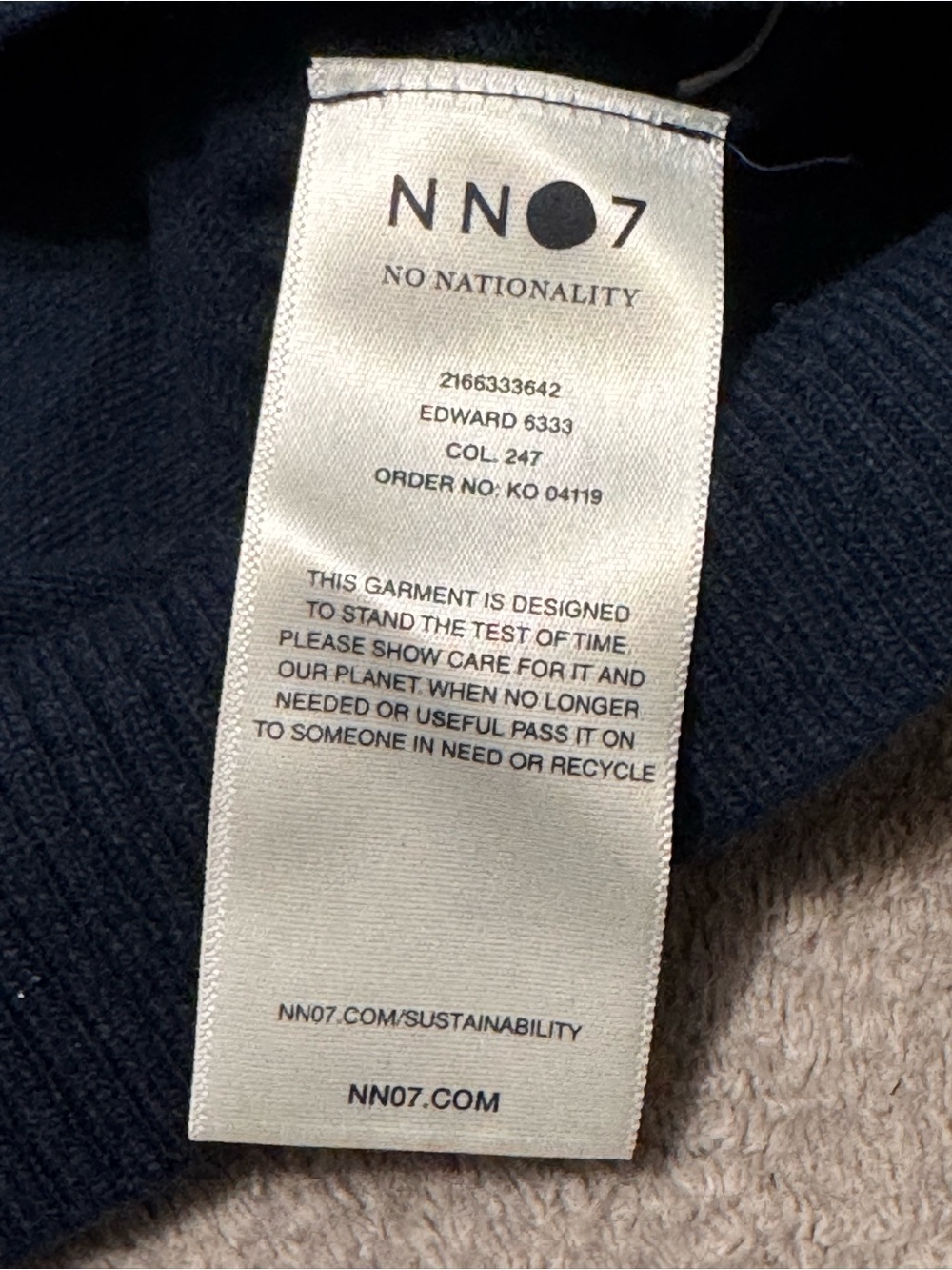 NNO7 Sweater Mens Large No Nationality Crew Neck Pullover Blue Casual Adul Wool - Picture 5 of 10